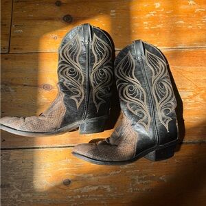 Leather Code West Black and Brown Snakeskin Cowboy Boots